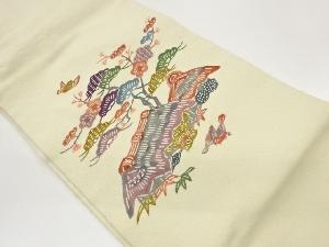 上代紬型染家屋に松竹梅模様名古屋帯